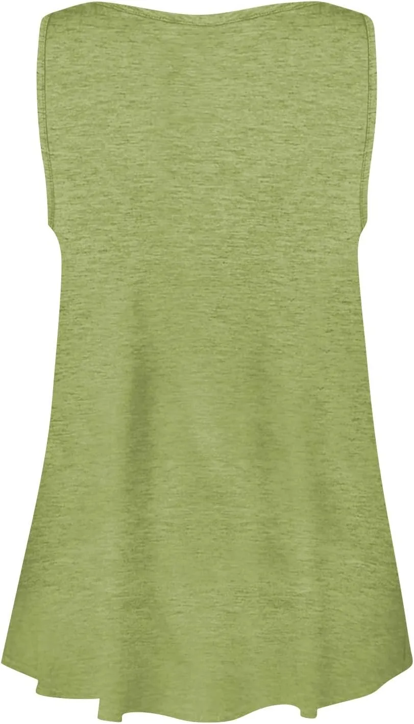 Womens Tank Tops Sleeveless Summer Tank Tops Oversized U Neck Loose Fit Button Casual Henley Tops Shirts 2025