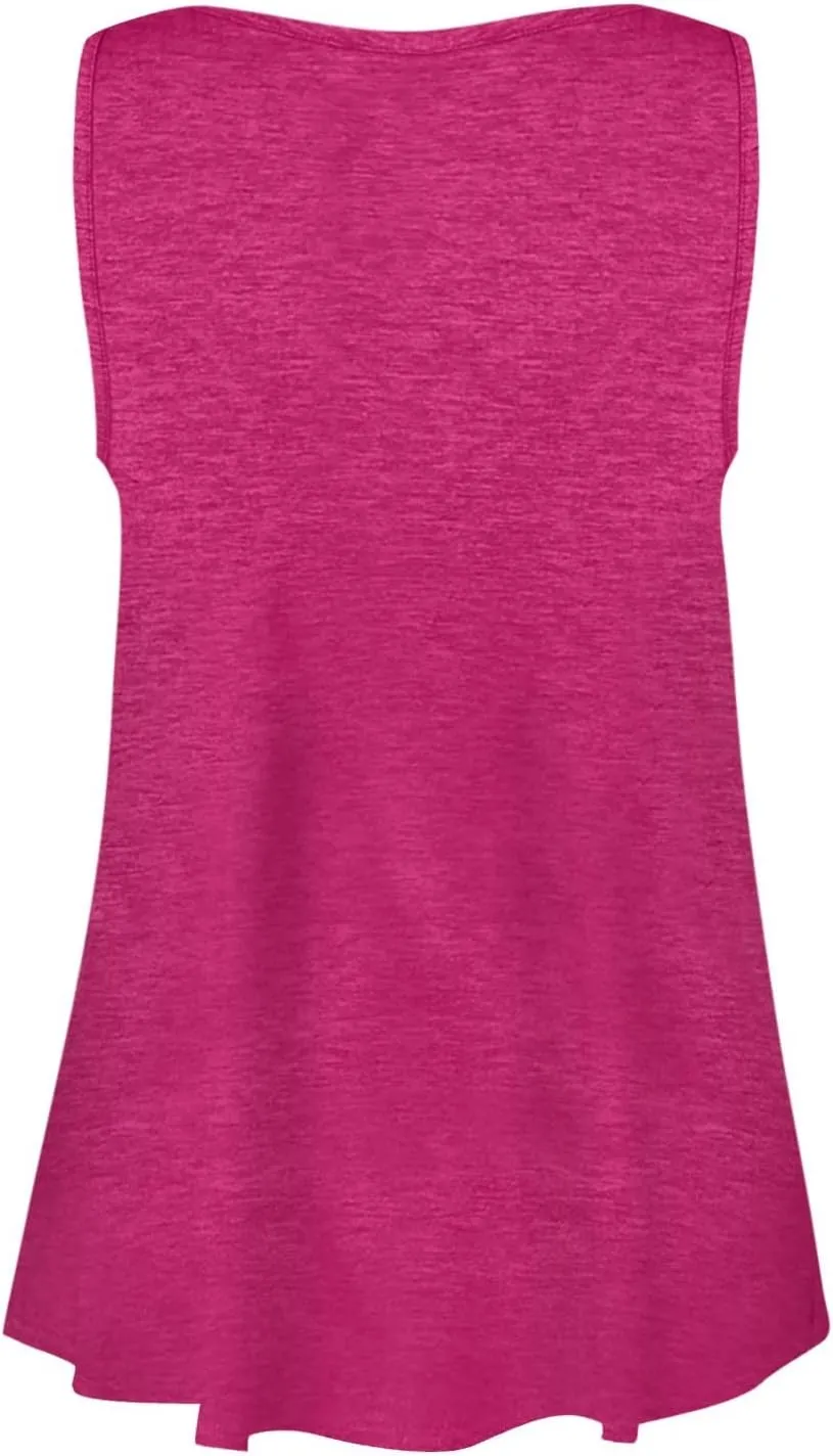 Womens Tank Tops Sleeveless Summer Tank Tops Oversized U Neck Loose Fit Button Casual Henley Tops Shirts 2025