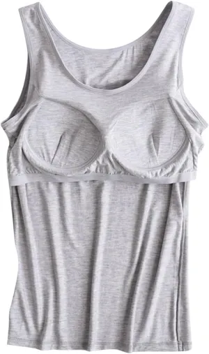 Womens Tank Tops with Built in Bra Modal Padded Camisole Yoga Bra Tanks Tops Racerback Workout Tops Cotton Undershirt