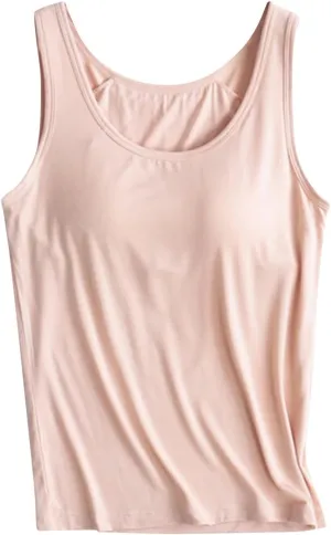 Womens Tank Tops with Built in Bra Modal Padded Camisole Yoga Bra Tanks Tops Racerback Workout Tops Cotton Undershirt