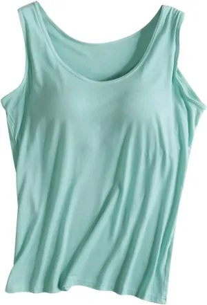 Womens Tank Tops with Built in Bra Modal Padded Camisole Yoga Bra Tanks Tops Racerback Workout Tops Cotton Undershirt
