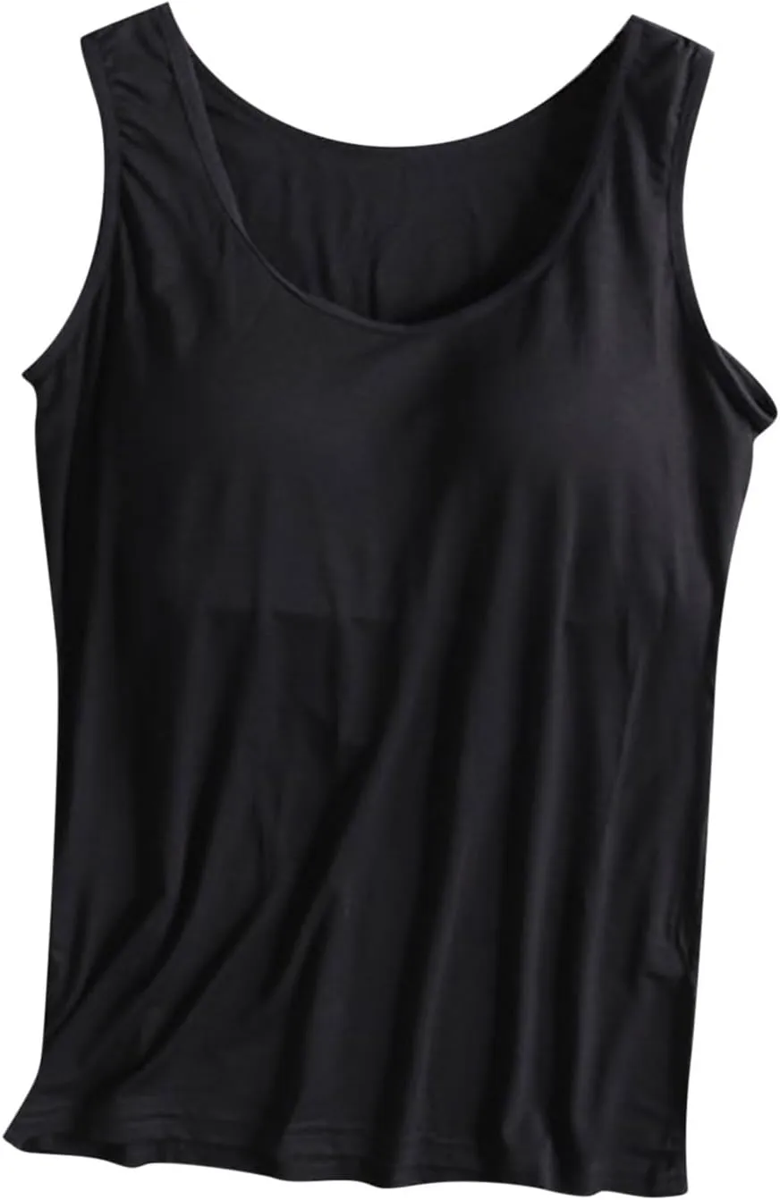 Womens Tank Tops with Built in Bra Modal Padded Camisole Yoga Bra Tanks Tops Racerback Workout Tops Cotton Undershirt