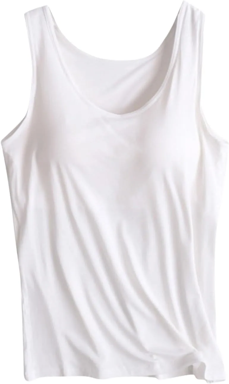 Womens Tank Tops with Built in Bra Modal Padded Camisole Yoga Bra Tanks Tops Racerback Workout Tops Cotton Undershirt