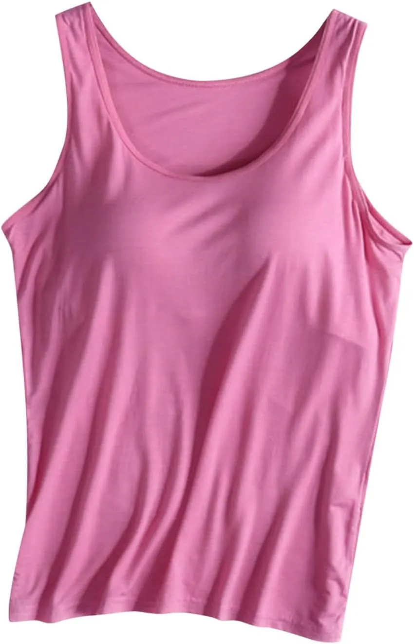 Womens Tank Tops with Built in Bra Modal Padded Camisole Yoga Bra Tanks Tops Racerback Workout Tops Cotton Undershirt