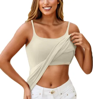 Womens Tank Tops with Built in Bras 2024 Plus Size Padded Workout Tops Casual Athletic Camisole Tops Basic Undershirts
