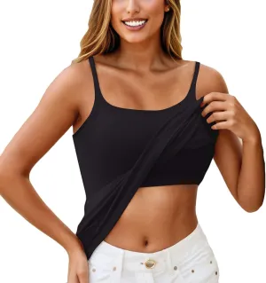 Womens Tank Tops with Built in Bras 2024 Plus Size Padded Workout Tops Casual Athletic Camisole Tops Basic Undershirts