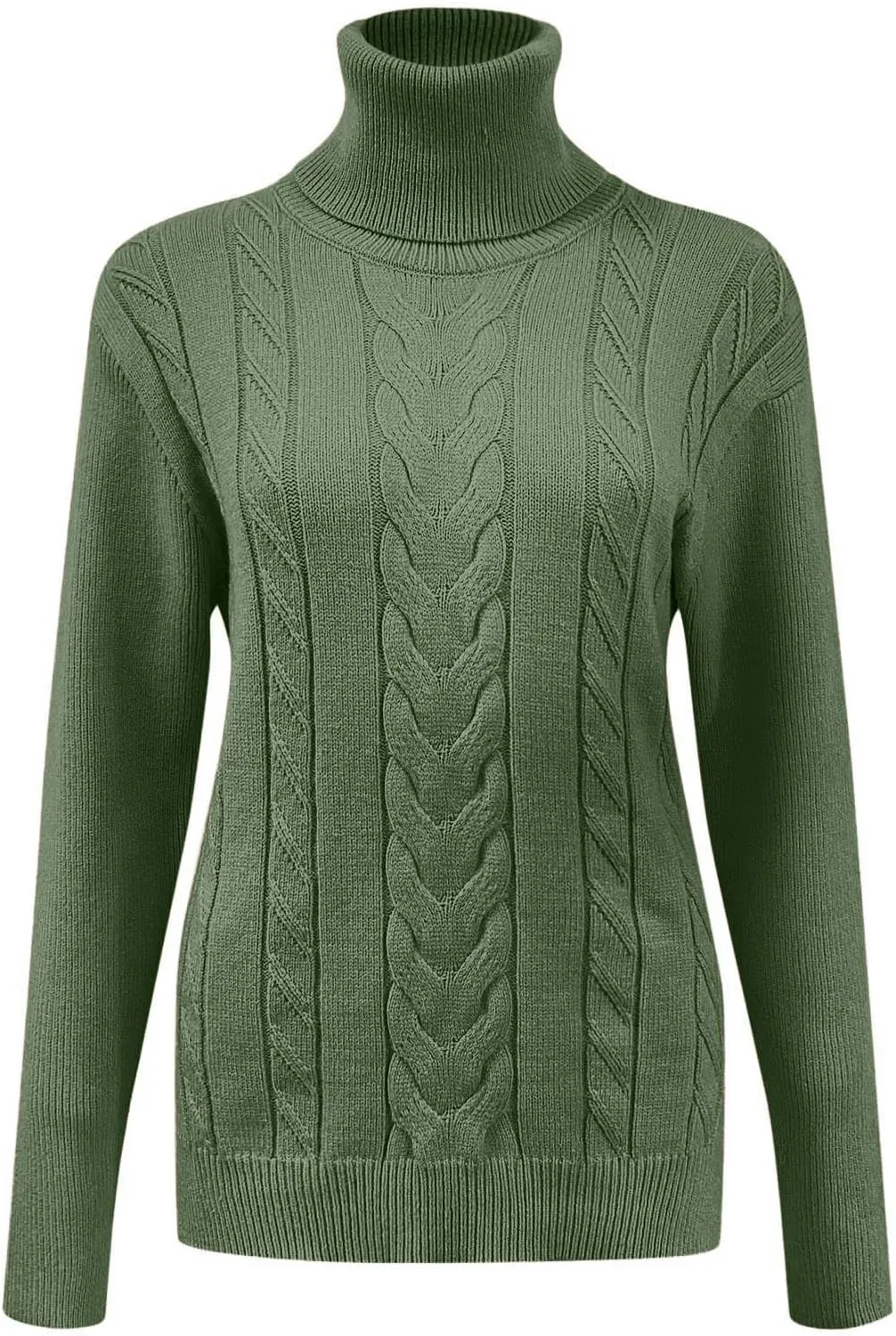 Womens Turtleneck Sweaters Long Sleeve Chunky Pullover Sweater Casual Slim Fit Fall Loose Knit Jumper Tops 2024
