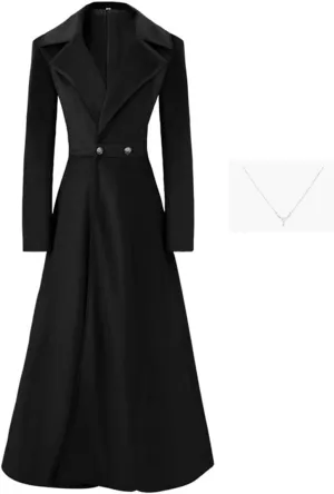 Women's Velvet Jacket Long Windbreaker Temperament Vintage Velvet Sleeved Buttoned Trench Coat Dress