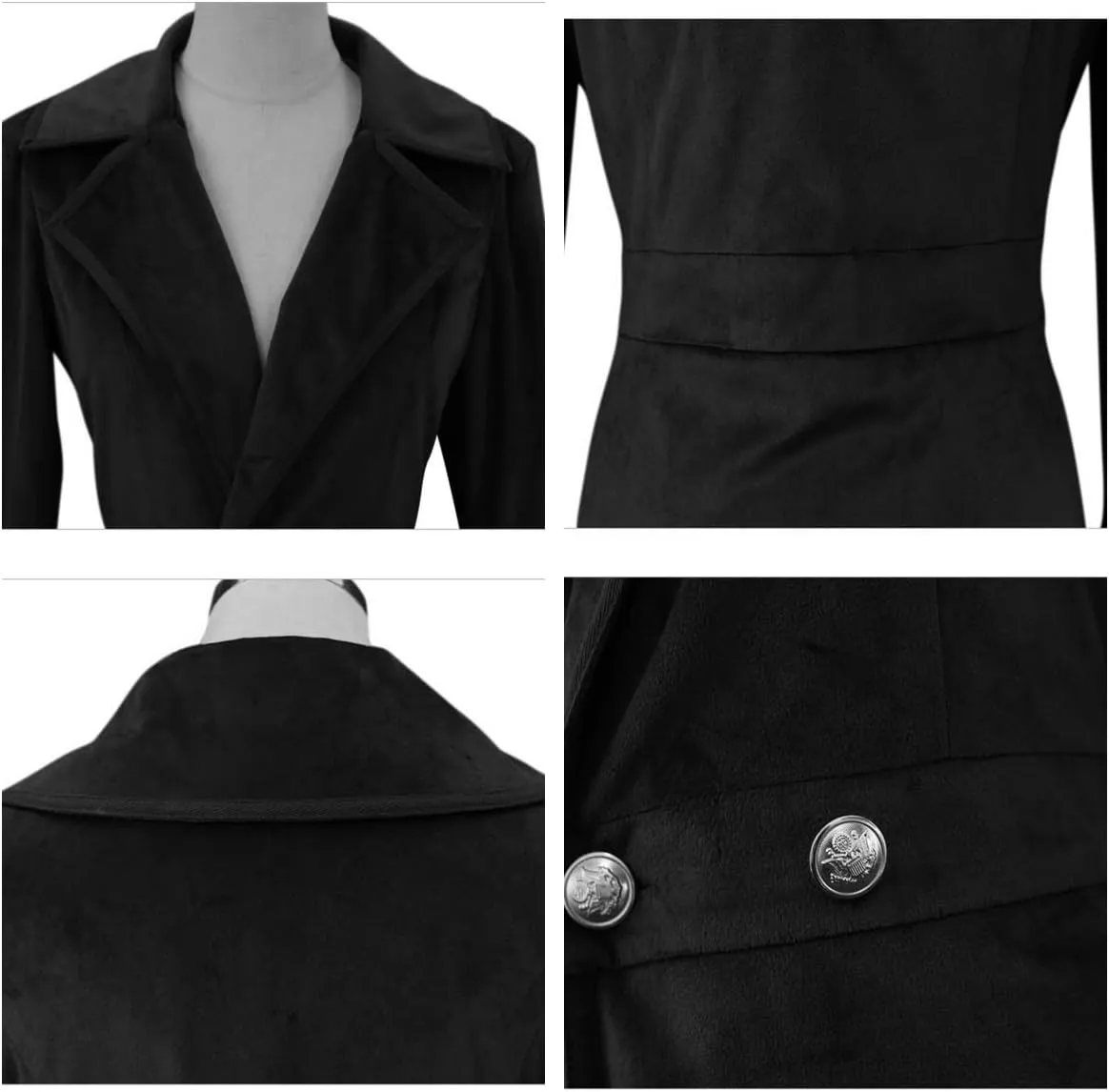 Women's Velvet Jacket Long Windbreaker Temperament Vintage Velvet Sleeved Buttoned Trench Coat Dress