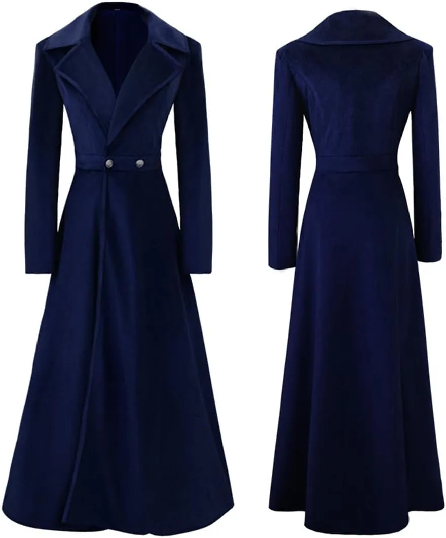 Women's Velvet Jacket Long Windbreaker Temperament Vintage Velvet Sleeved Buttoned Trench Coat Dress