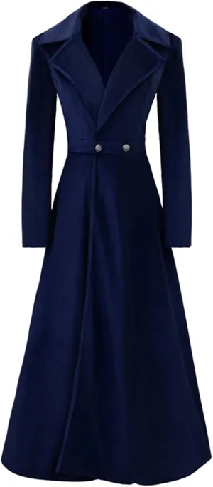 Women's Velvet Jacket Long Windbreaker Temperament Vintage Velvet Sleeved Buttoned Trench Coat Dress