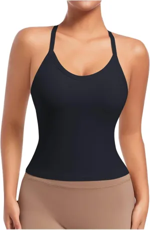 Workout Tops for Women Racerback Sleeveless Crop Tank Tops Seamless Athletic Yoga Sports Bras Running Tank Tops