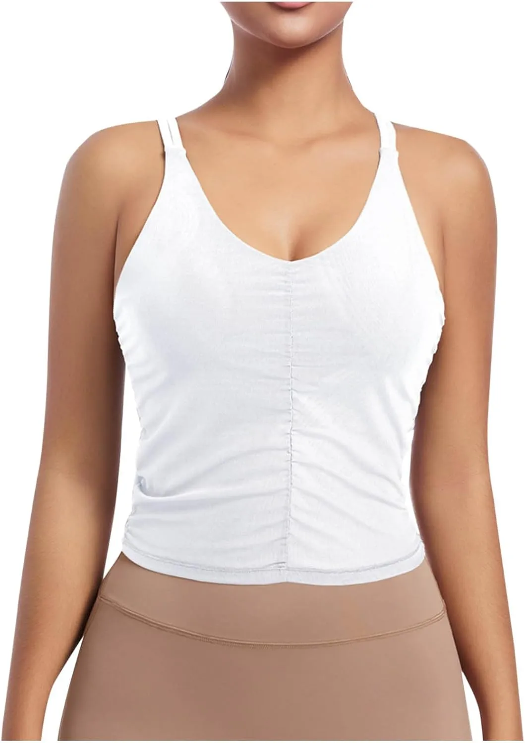 Workout Tops for Women Racerback Sleeveless Crop Tank Tops Seamless Athletic Yoga Sports Bras Running Tank Tops