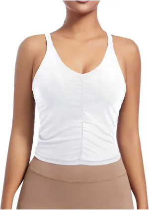Workout Tops for Women Racerback Sleeveless Crop Tank Tops Seamless Athletic Yoga Sports Bras Running Tank Tops