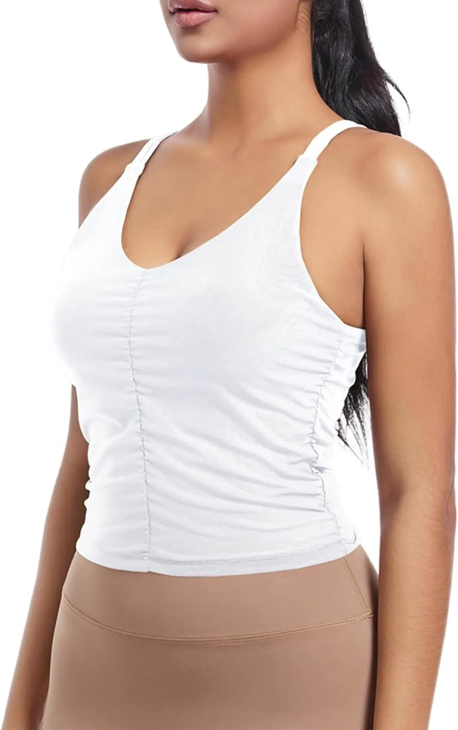 Workout Tops for Women Racerback Sleeveless Crop Tank Tops Seamless Athletic Yoga Sports Bras Running Tank Tops