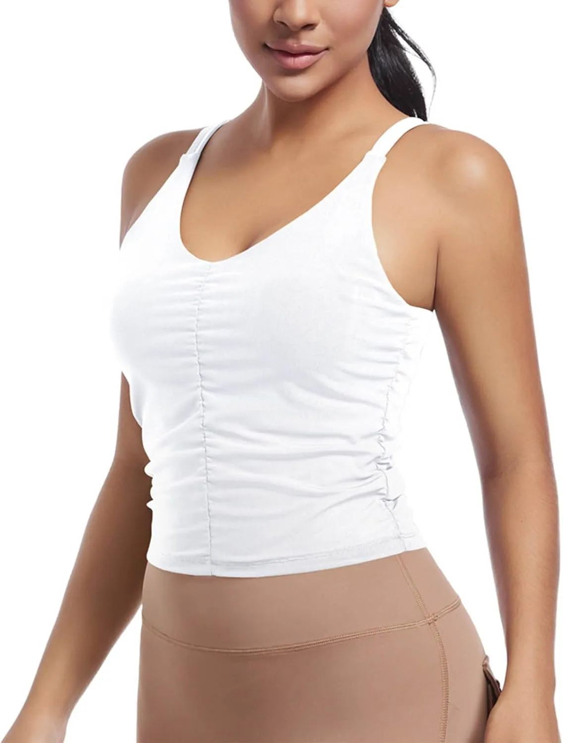 Workout Tops for Women Racerback Sleeveless Crop Tank Tops Seamless Athletic Yoga Sports Bras Running Tank Tops