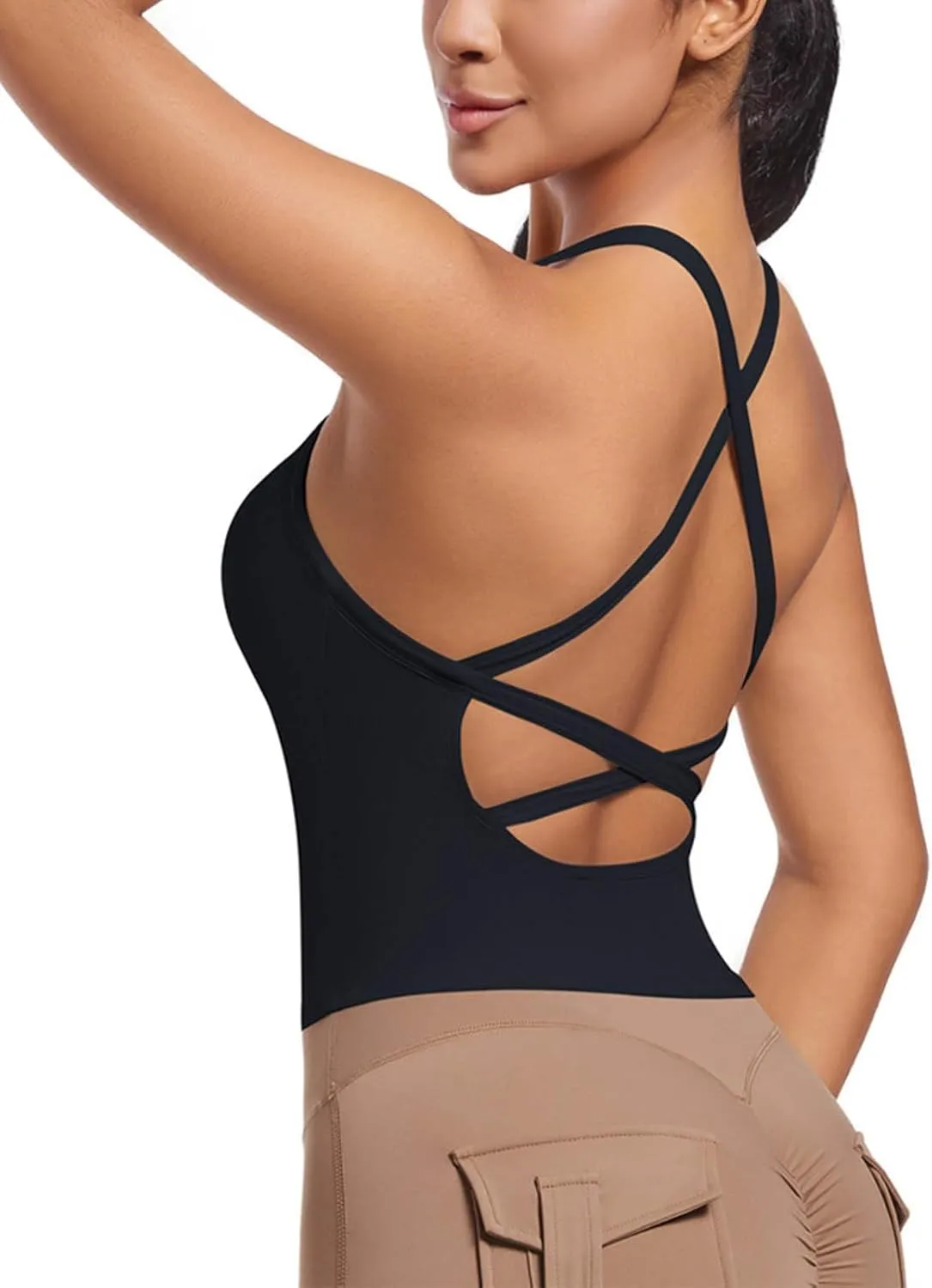 Workout Tops for Women Racerback Sleeveless Crop Tank Tops Seamless Athletic Yoga Sports Bras Running Tank Tops