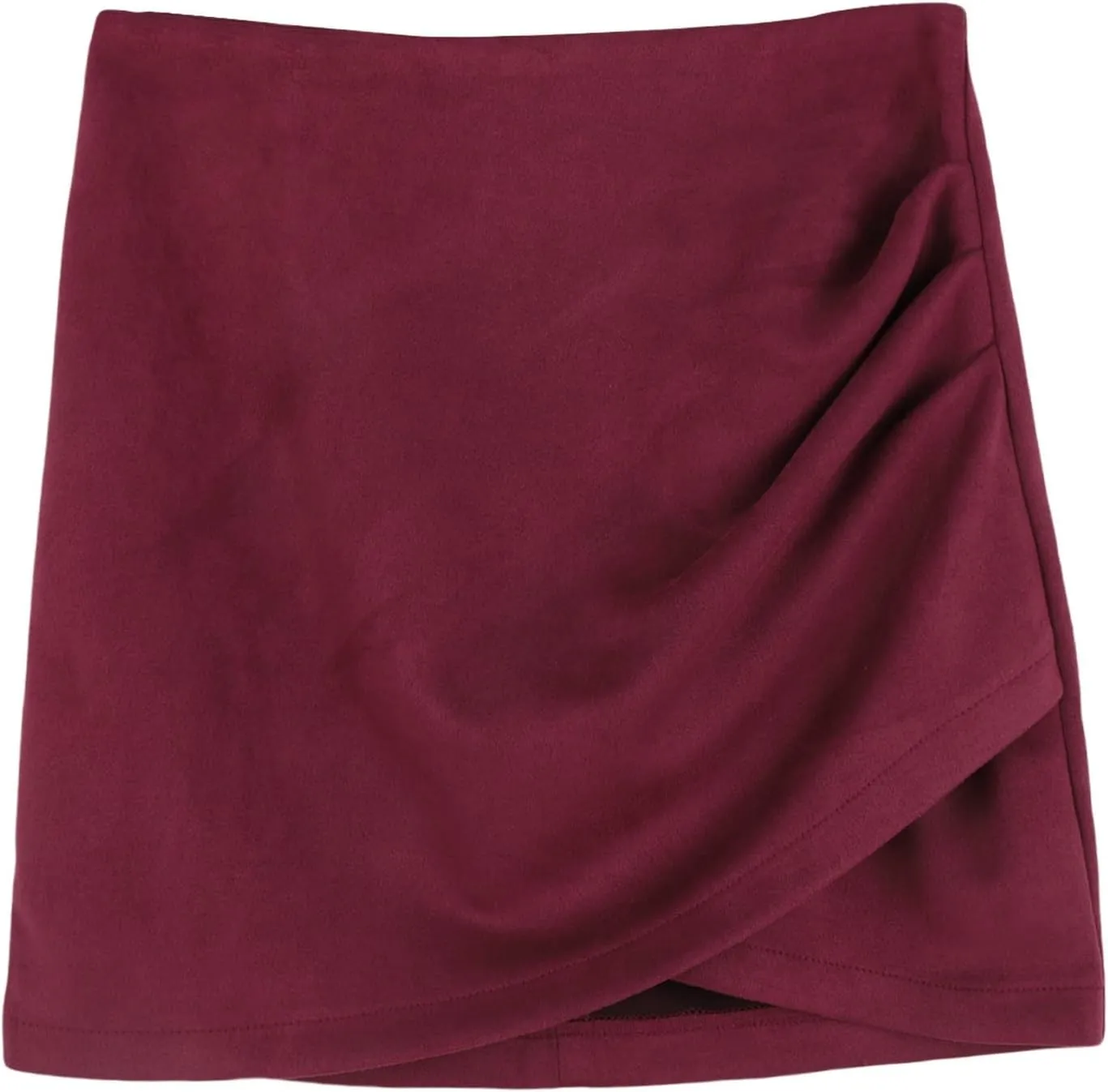 XOWRTE Mini Skirt Women's Sexy Faux Suede Short Skirt High Waist Tight Pencil Skirt Plain Leather Skirt Irregular A-line