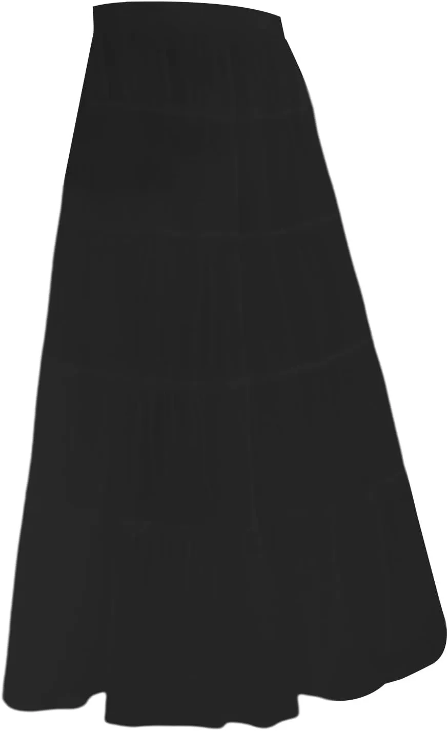 XOWRTE Womens Summer Boho Maxi Skirts Smocked High Wasited Flowy Tiered Ruffle A Line Long Beach Skirt Skirt