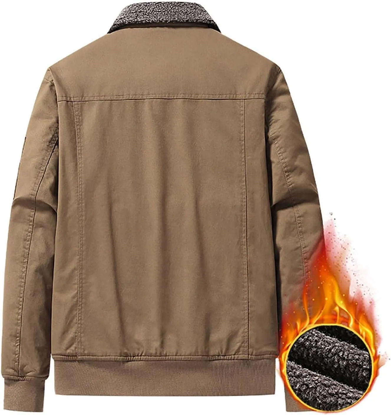 ZYXTIM Men's Winter Jacket Oversize Thick Thermal Sherpa Lined Trucker Jackets Cotton Turn-Down Collar Zip Warm Coat Big&Tall
