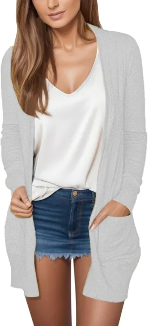 ZYXTIM Women Long Cardiagn 2024 Fall Long Sleeve Open Front Lightweight Casual Cardigan Jackets Draped Duster with Pockets